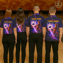 Load image into Gallery viewer, Galaxy Funny Cat Bowling Shirt for Men Custom Bowling League Jersey Polo &amp; Quarter-Zip Bowler Gift QZT918