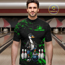 Load image into Gallery viewer, Personalized Green Funny Goose Bowling Team Shirt for Men Bowling League Jersey Polo &amp; 1/4-Zip QZT877