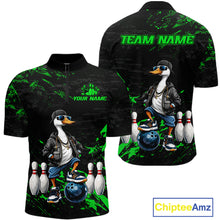 Load image into Gallery viewer, Personalized Green Funny Goose Bowling Team Shirt for Men Bowling League Jersey Polo &amp; 1/4-Zip QZT877