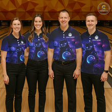 Load image into Gallery viewer, Personalized Neon Cat Bowling Shirt for Women Bowling Team Polo &amp; Quarter-Zip Bowling Outfit QZT884