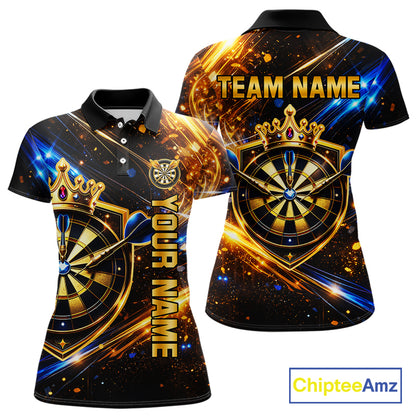 Custom King Crown Dartboard Shirt for Women Dart League Jersey Neon Dartboard Shirt DHT34