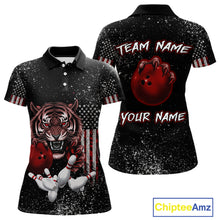 Load image into Gallery viewer, Custom American Flag Bowling Shirt Tiger Bowling Jersey League Polo &amp; 1/4 Zip Bowling for Women QZT835