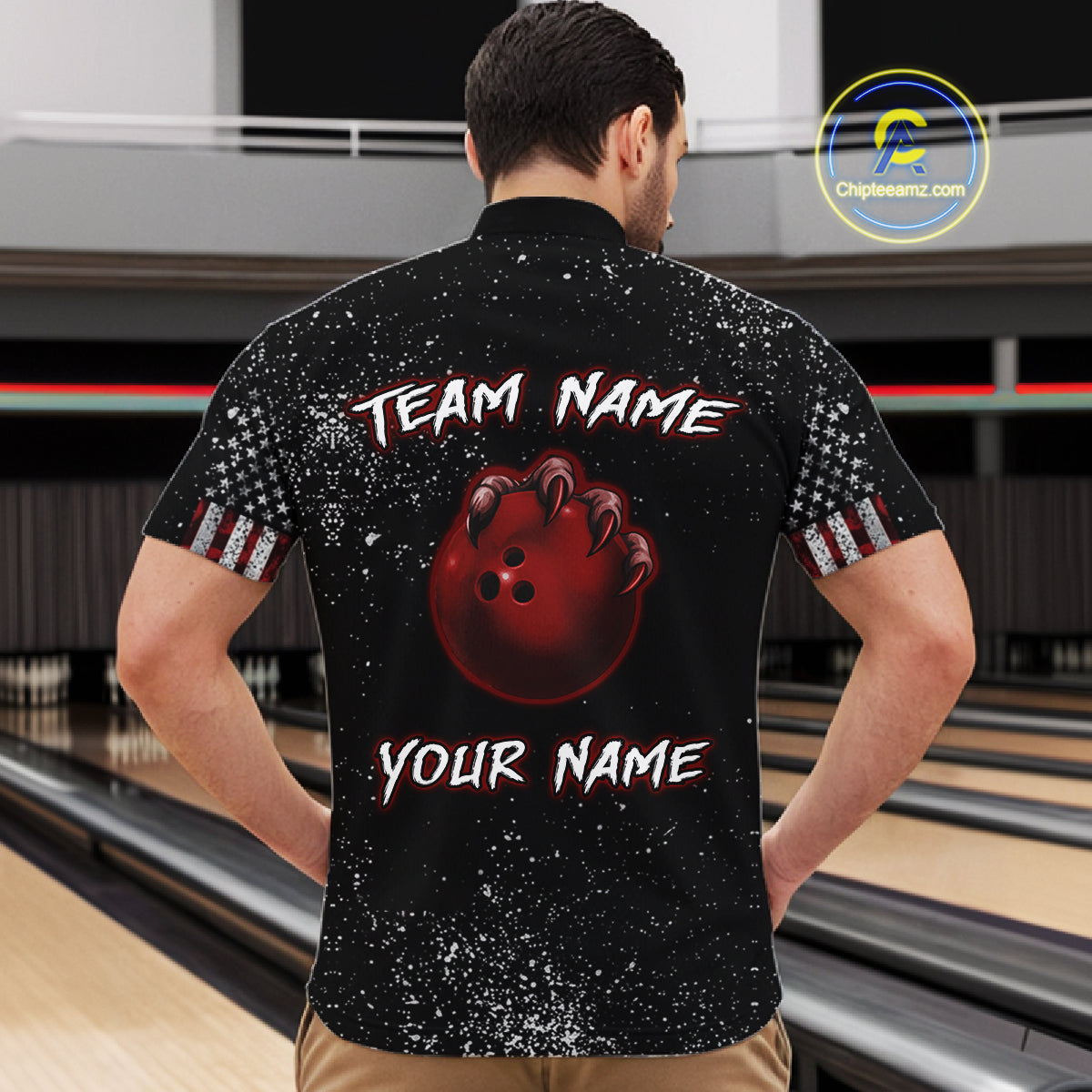 Custom American Flag Bowling Shirt Tiger Bowling Jersey League Polo & 1/4 Zip Bowling for Men QZT835