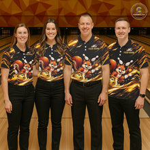 Load image into Gallery viewer, Back &amp; Gold Squirrel Bowling Team Shirt for Women Custom Funny Bowling Jersey Polo &amp; 1/4-Zip QZT980