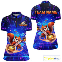 Load image into Gallery viewer, Custom Neon Funny Squirrel Bowling Shirt for Women Bowling Team Jersey Polo &amp; Quarter-Zip Bowling Outfit QZT981