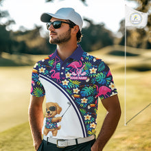 Load image into Gallery viewer, Mens Golf Polo Shirt Custom Tropical Golden Retriever Team Golf Tops For Men, Dog Lover Gift NHN0201