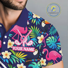 Load image into Gallery viewer, Mens Golf Polo Shirt Custom Tropical Golden Retriever Team Golf Tops For Men, Dog Lover Gift NHN0201