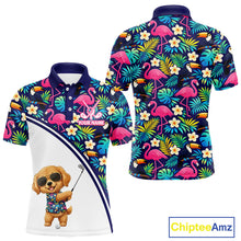 Load image into Gallery viewer, Mens Golf Polo Shirt Custom Tropical Golden Retriever Team Golf Tops For Men, Dog Lover Gift NHN0201