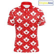 Load image into Gallery viewer, Red Maple Leaves Pattern Canadian Mens Golf Polo Shirts Custom Patriotic Golf Shirts For Men NHN0207