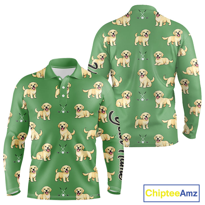 Long Sleeve Golf Polo Shirt Custom Funny Labrador Retriever Team Mens Golf Top, Dog Lover Gift NHN0215