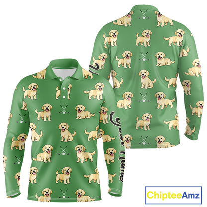 Long Sleeve Golf Polo Shirt Custom Funny Labrador Retriever Team Mens Golf Top, Dog Lover Gift NHN0215