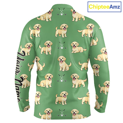 Long Sleeve Golf Polo Shirt Custom Funny Labrador Retriever Team Mens Golf Top, Dog Lover Gift NHN0215
