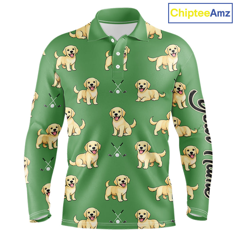 Long Sleeve Golf Polo Shirt Custom Funny Labrador Retriever Team Mens Golf Top, Dog Lover Gift NHN0215