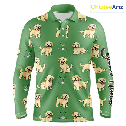 Long Sleeve Golf Polo Shirt Custom Funny Labrador Retriever Team Mens Golf Top, Dog Lover Gift NHN0215