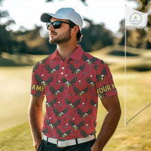 Load image into Gallery viewer, Golf Polo Shirts, Eagle Mens Golf Polo Shirts Custom Name Red Golf Shirts For Men, Golf Gifts NHN0091