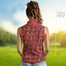 Load image into Gallery viewer, Golf Polo Shirts, Eagle Womens Sleeveless Golf Polo Shirt Custom Red Golf Shirts For Ladies, Golf Gifts NHN0091