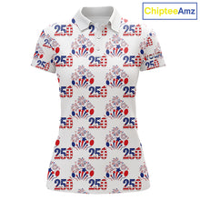 Load image into Gallery viewer, USA 250th Anniversary Womens Golf Polo Shirt Custom Golf Pattern Team Patriotic American Golf Tops NHN0231