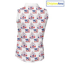 Load image into Gallery viewer, USA 250th Anniversary Womens Sleeveless Golf Polo Shirt Custom Golf Pattern Team Patriotic Golf Tops NHN0231