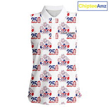 Load image into Gallery viewer, USA 250th Anniversary Womens Sleeveless Golf Polo Shirt Custom Golf Pattern Team Patriotic Golf Tops NHN0231