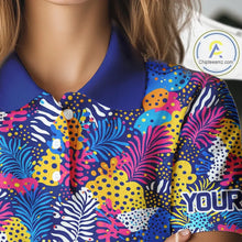 Load image into Gallery viewer, Colorful Paisley Pattern Womens Golf Polo Shirts Custom Tropical Golf Attire For Ladies, Golfer Gift NHN0147