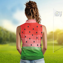 Load image into Gallery viewer, Watermelon Polo Shirt, Heartbeat Matching Sleeveless Golf Polo Shirt Custom Valentines Outfit NHN0148