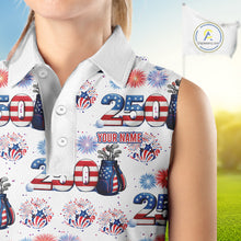 Load image into Gallery viewer, America 250th Anniversary Womens Sleeveless Golf Polo Shirt Patriotic USA Golf Shirts, Golf Gift NHN0233
