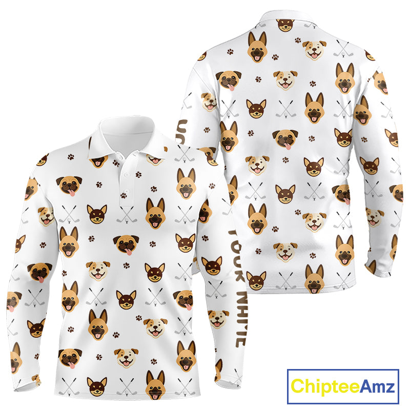 Funny Long Sleeve Golf Polo Shirt Custom Dog Golf Shirts White Golf Polo For Ladies, Golf Gifts NHN0108