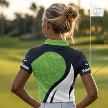 Load image into Gallery viewer, Green And White Womens Golf Polo Shirt Custom Black Golf Shirts For Ladies, Golf Gifts Apparel NHN0110