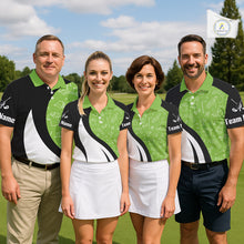 Load image into Gallery viewer, Green And White Mens Golf Polo Shirt Custom Black Golf Shirts For Men, Golf Gifts Apparel NHN0110