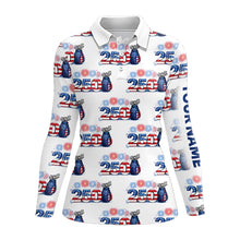 Load image into Gallery viewer, USA 250th Anniversary Womens Long Sleeve Golf Polo Shirt Custom Golf Pattern Patriotic Golf Tops NHN0234