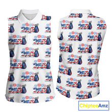 Load image into Gallery viewer, USA 250th Anniversary Womens Sleeveless Golf Polo Shirt Custom Golf Pattern Patriotic Golf Tops NHN0234