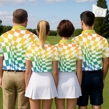 Load image into Gallery viewer, Mens Golf Polo Shirt Custom Colorful Checkerboard Argyle Pattern Golf Shirts For Men NHN0127