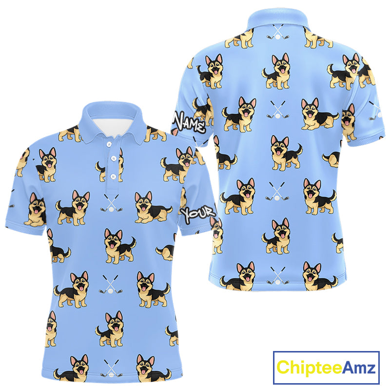 Mens Golf Polo Shirt Custom Funny German Shepherd Team Mens Golf Tops, Dog Lover Gift NHN0213