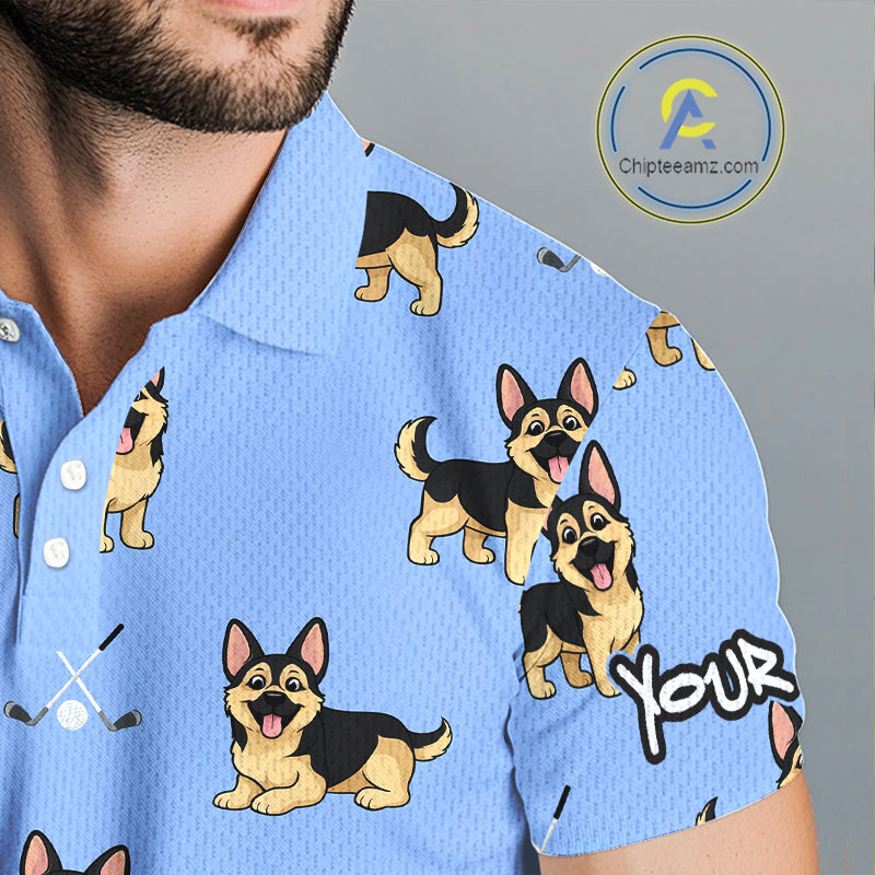 Mens Golf Polo Shirt Custom Funny German Shepherd Team Mens Golf Tops, Dog Lover Gift NHN0213