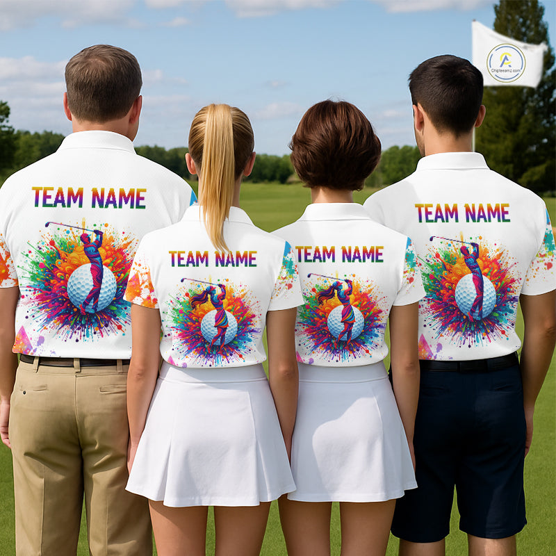 Watercolor Argyle Pattern Womens Golf Polo Shirt Custom White Golf Clubs Golf Shirts For Ladies NHN0006