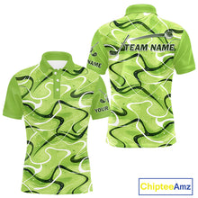 Load image into Gallery viewer, Green And White Mens Golf Polo Shirts Custom Green Camo Golf Tops For Men, Personalized Golf Gifts NHN0111