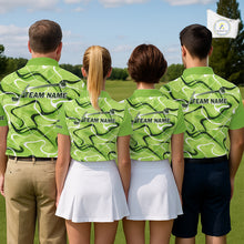 Load image into Gallery viewer, Green And White Mens Golf Polo Shirts Custom Green Camo Golf Tops For Men, Personalized Golf Gifts NHN0111