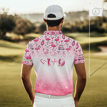 Load image into Gallery viewer, Pink Flamingo Heart Theme Matching Golf Polos For Couple Custom Couple Valentines Outfit NHN0145