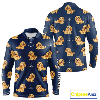 Long Sleeve Golf Polo Shirt Custom Funny Cocker Spaniel Team Mens Golf Tops, Dog Lover Gift NHN0210