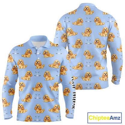 Funny Cocker Spaniel Long Sleeve Golf Polo Shirt Custom Team Mens Golf Tops, Dog Lover Gift Nhn0210