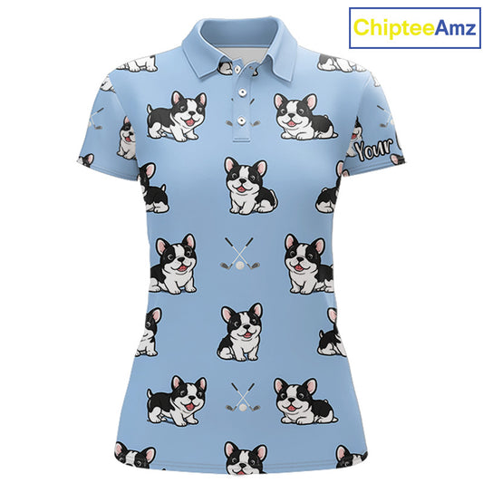 Womens Golf Polo Shirt Custom Funny French Bulldog Team Ladies Golf Tops, Dog Lover Gift NHN0212