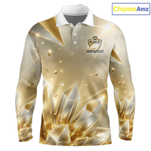 Load image into Gallery viewer, Long Sleeve Golf Polo Shirt Custom Gold Diamond Crystal Golf Ball Custom Name Golf Shirts For Group NHN0220