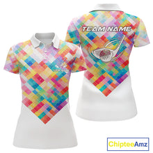 Load image into Gallery viewer, Geometric Pink Womens Golf Polo Shirts Custom Name Golf Shirts For Ladies Personalized Golf Gifts NHN0089