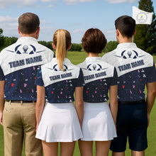 Load image into Gallery viewer, Mens Golf Polo Shirt Custom Name Funny Blue White Golf Ball Pattern Men Golf Wear Top For Team NHN0025