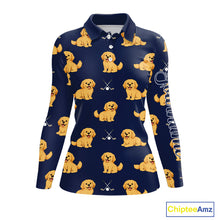 Load image into Gallery viewer, Funny Golden Retriever Womens Long Sleeve Golf Polo Shirt Custom Team Ladies Golf Tops, Dog Lover Gift Nhn0214