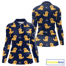 Load image into Gallery viewer, Funny Golden Retriever Womens Long Sleeve Golf Polo Shirt Custom Team Ladies Golf Tops, Dog Lover Gift Nhn0214