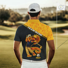 Load image into Gallery viewer, Funny Dragon Mens Golf Polo Shirts Custom Yellow And Blue Dragon Pattern Team Golf Outfits, Golf Gifts NHN0102