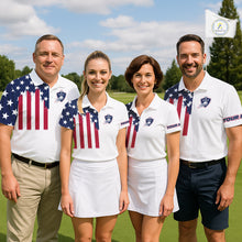 Load image into Gallery viewer, American Flag Mens Golf Polo Shirt Custom Red, White And Blue Team Golf Jersey, Patriotic Golf Shirts NHN0118