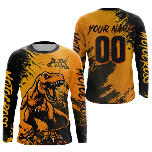 Orange Dinosaur Motocross Jersey Dirt Bike Shirts for Men Kid Women Racing Jersey XM417