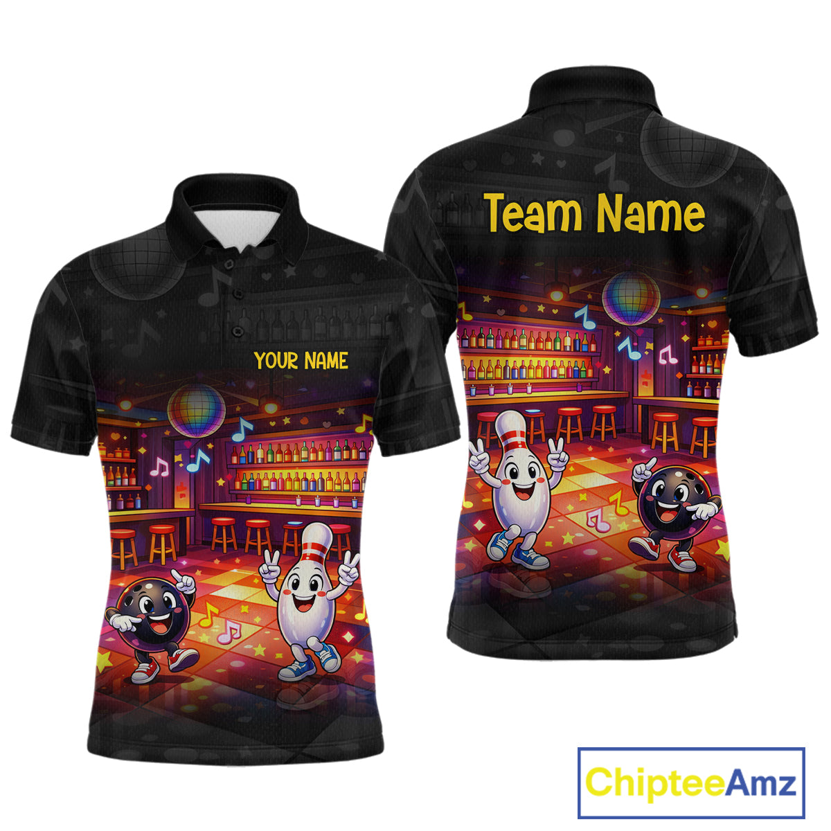 Funny Music Bowling Jersey for Men Custom Bowling Team Shirts Bowling League Polo & 1/4 Zip HNT496